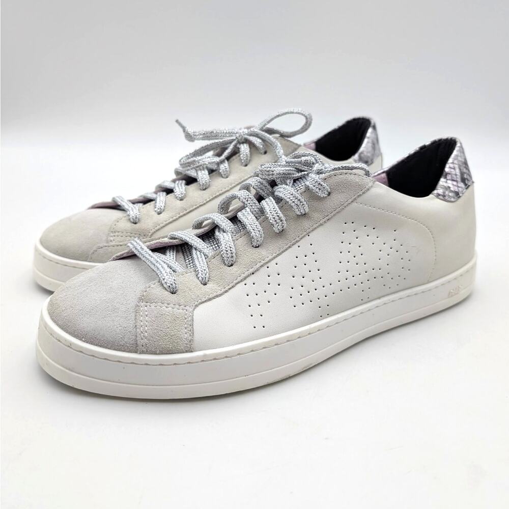 P448 John Lace-Up Sneakers Shoes Round Toe Women's White Size US9 EU40